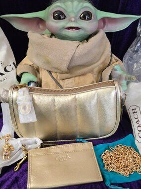 Coach Metallic Originals Quilted Swinger 20 Shoulder Bag w/Coach Wallet/Charm